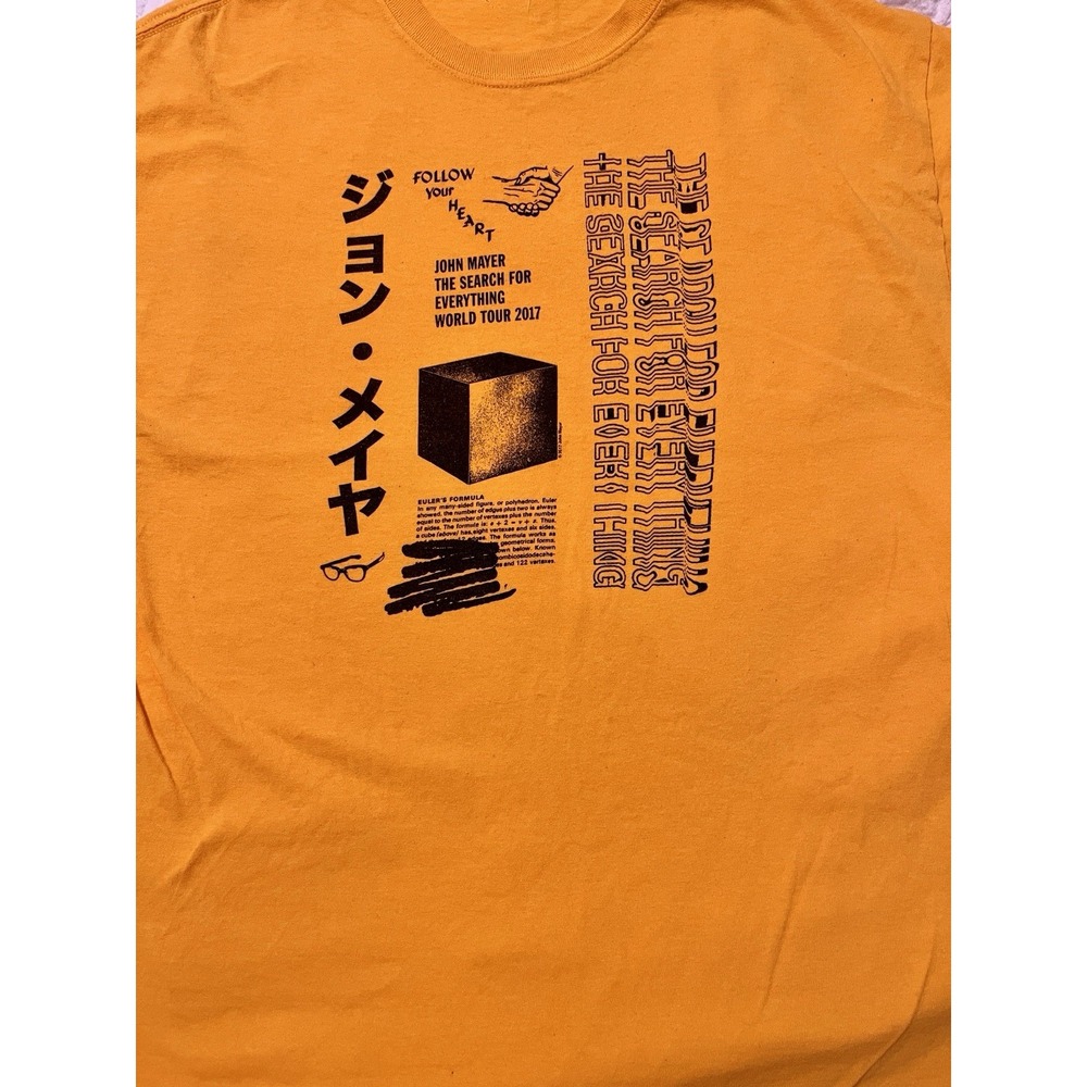 John Mayer Search for Everything 2017 Tour Tee L Gold Japan Katakana Rare